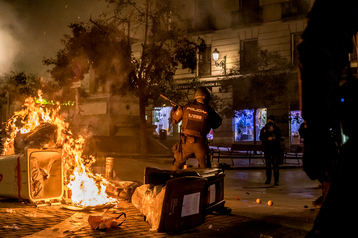 Noche de disturbios en Madrid.